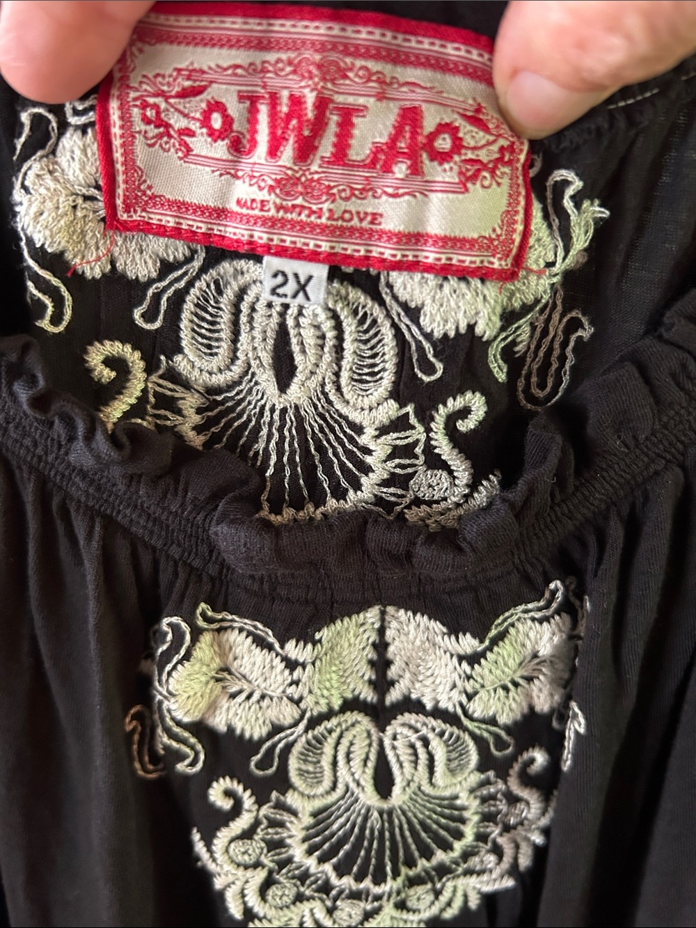 Johnny Was JWLA Black Embroidered Boho Tunic Dress Sz 2X - Picture 2 of 6